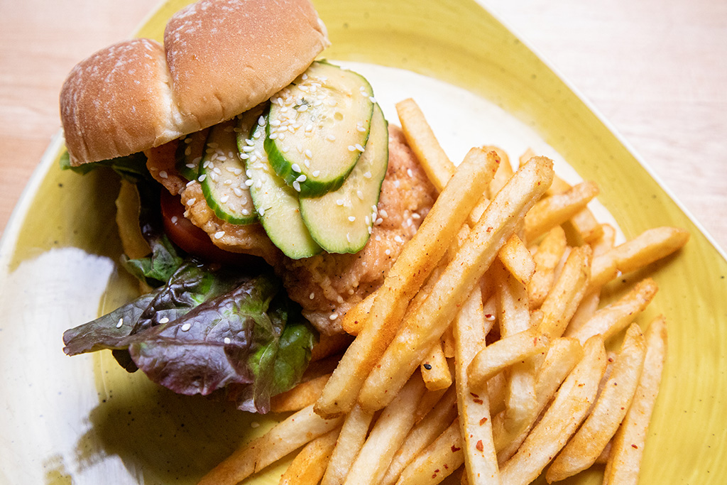 Korean Fried Chicken Sandwich with Kimchi Pickles 